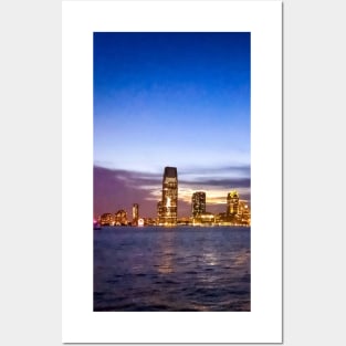 Jersey City Skyline Skyscrapers Night Battery Park NYC Posters and Art